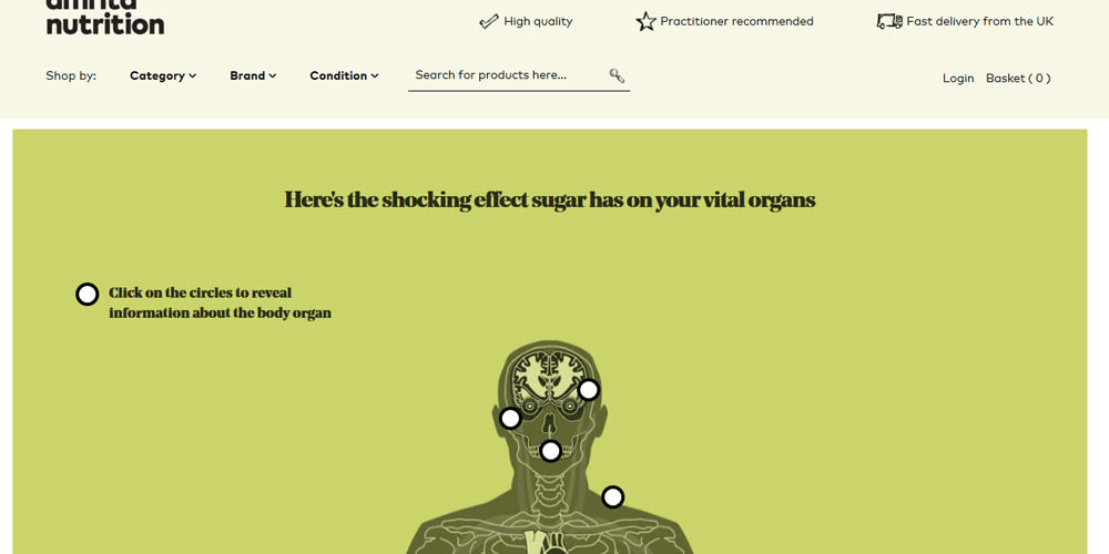 Sugar content marketing page Amrita