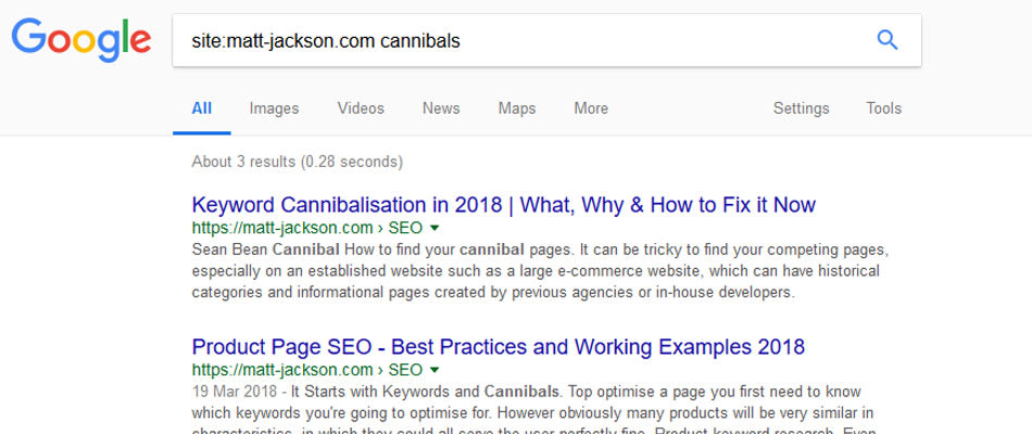 Example of searching for cannibals