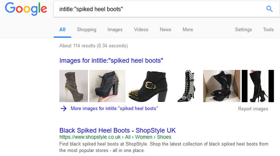 All in title google results for spiked heel boots