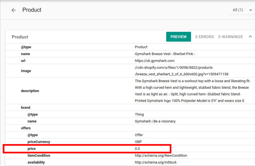 Missing price value in Schema.org