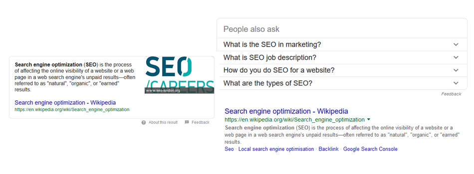 Google results for the term SEO