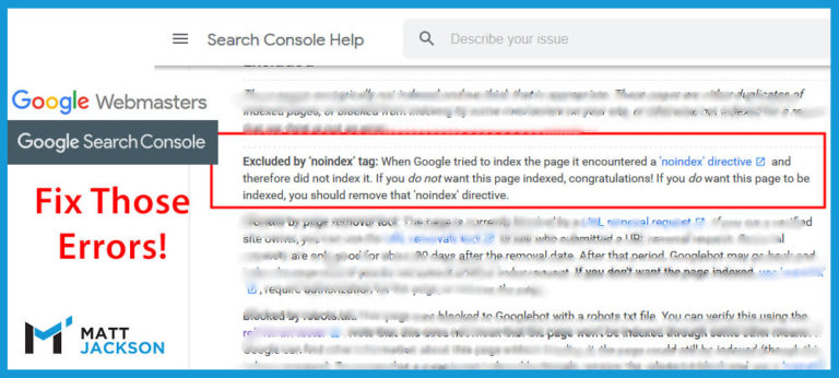 excluded by noindex tag