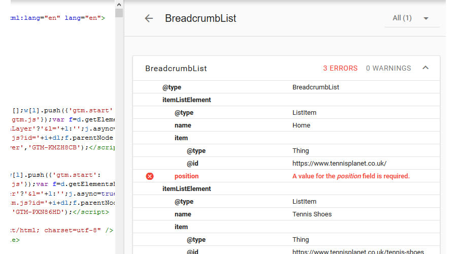 missing position in breadcrumb schema.org code