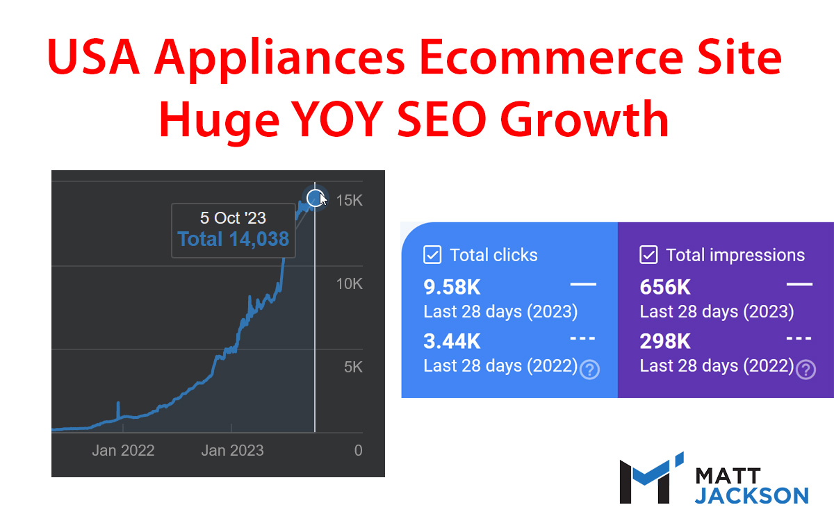 usa appliances site seo results october 2023